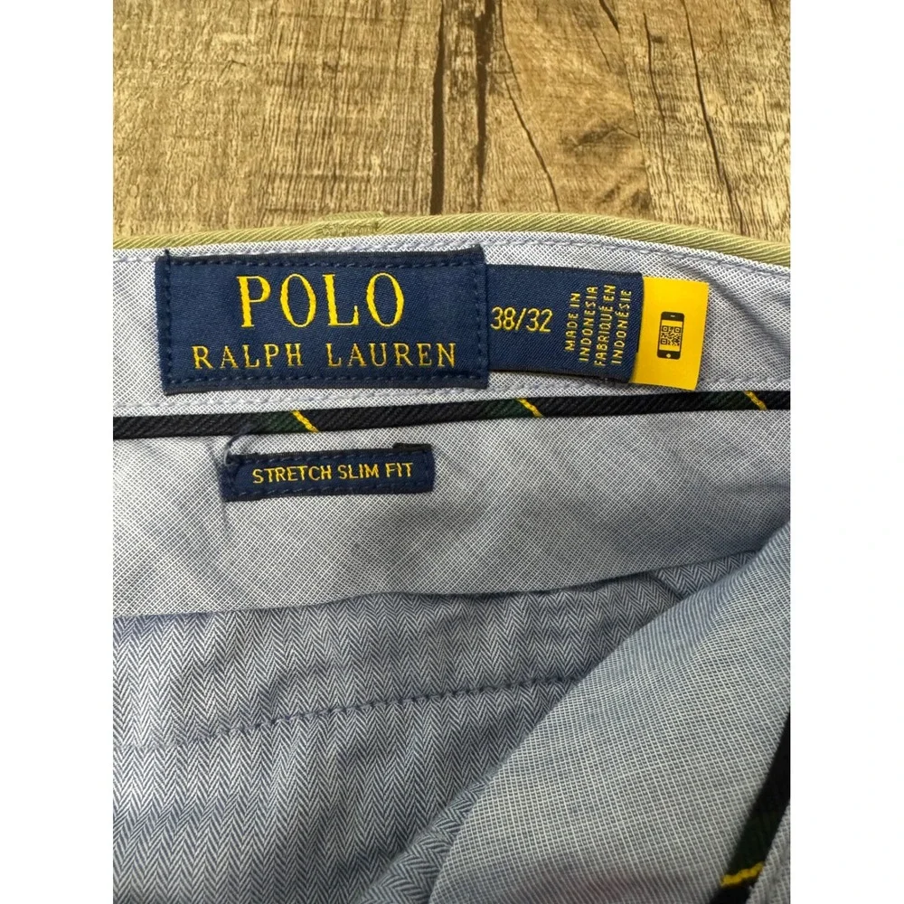 Polo Ralph Lauren Mens Stretch Slim Fit Chino Pants Olive Green 38/32 Trousers